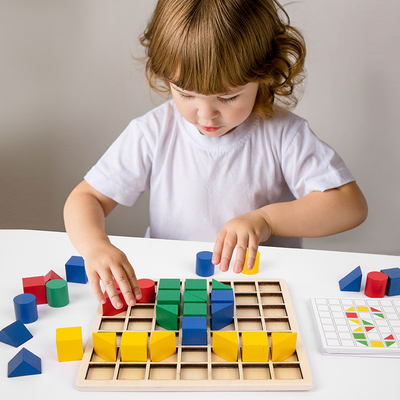 Niños de enseñanza de Montessori del rompecabezas de madera creativo del bloque temprano educativos