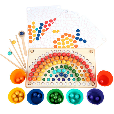 El arco iris nórdico de madera gotea el entrenamiento temprano de los palillos de la educación del rompecabezas del juego