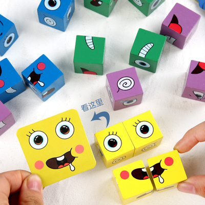 Unidad de creación cambiante del cubo de la cara de madera para los niños y los niños jovenes