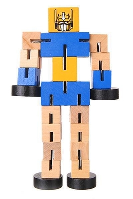 Modelo del juego de la mano del bloque de Toy Puzzle Deformed Wooden Robot de los niños