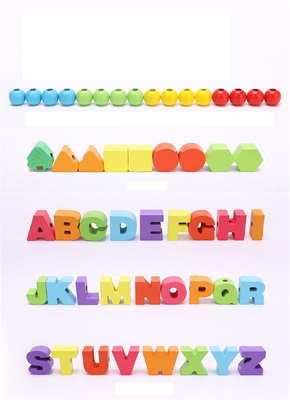 juego moldeado de la cuerda del tráfico urbano 75Pcs de la letra de madera del número que ata roscar