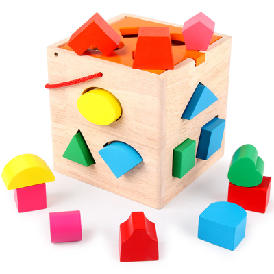 Los 16 niños de madera de la caja de la inteligencia del agujero colorean forma cognoscitiva que hacen juego AYUDAS