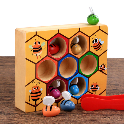 Cognición de Toy Intelligence Catch Bee Color del bebé del juego de la colmena de Montessori