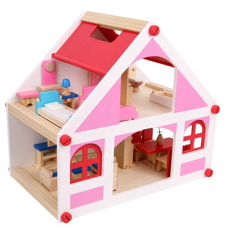 miniatura de madera de  DIY de los muebles de la casa de muñecas del vintage de la casa de los 37.5cm