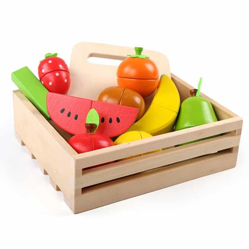 El corte de madera coloreado de la fruta del 19cm fijó a Toy Kid Education