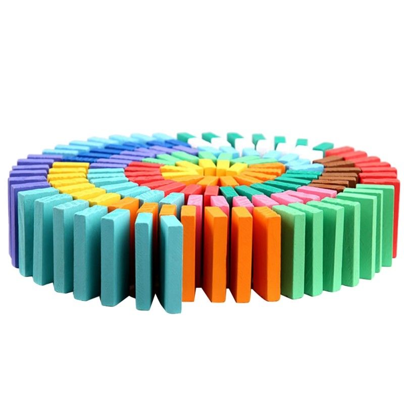 El arco iris coloreó los dominós para derribar a profesor Puzzle Domino Rally