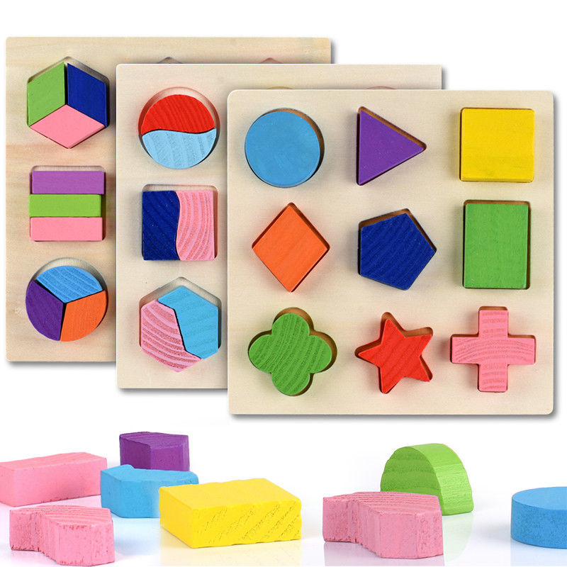Clasificando al bebé de madera de Montessori juega el preescolar de madera geométrico de los bloques el 15cm