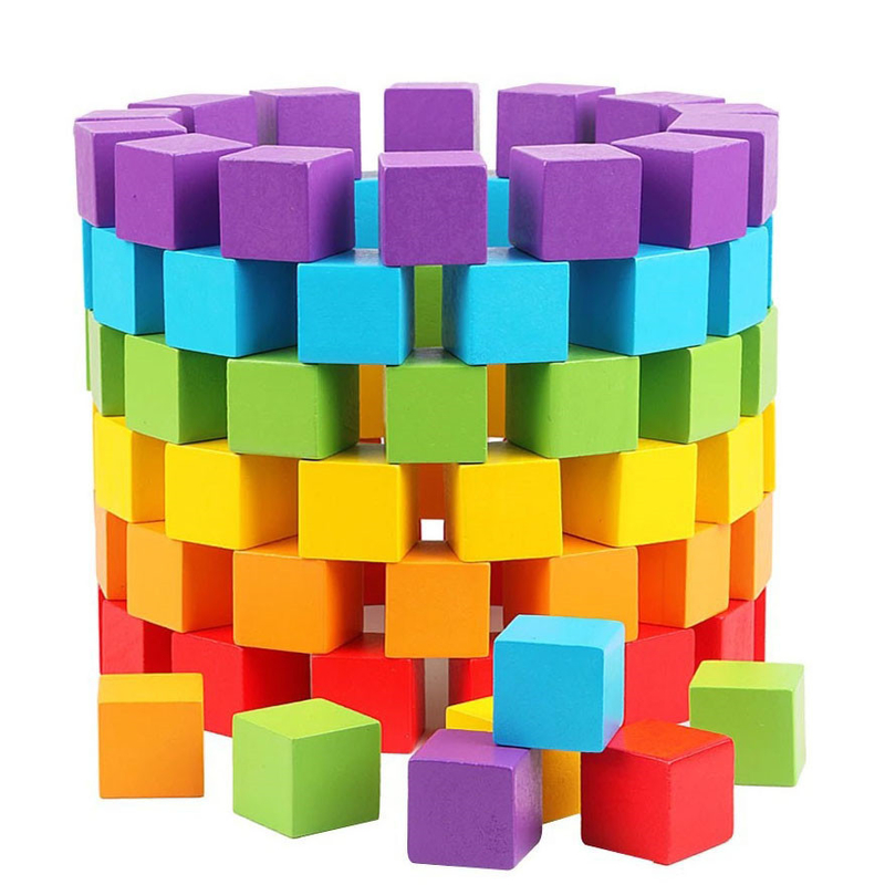 Unidades de creación de madera coloridas Toy Baby Color de los cubos y juguetes educativos de madera de la forma geométrica para Chil