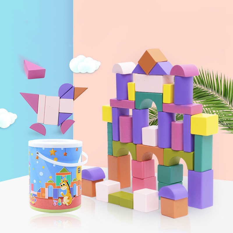 Los niños DIY embroman las unidades de creación de madera de las partículas grandes coloridas