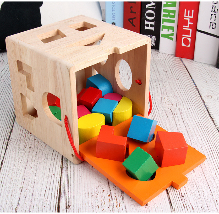 Los 16 niños de madera de la caja de la inteligencia del agujero colorean forma cognoscitiva que hacen juego AYUDAS
