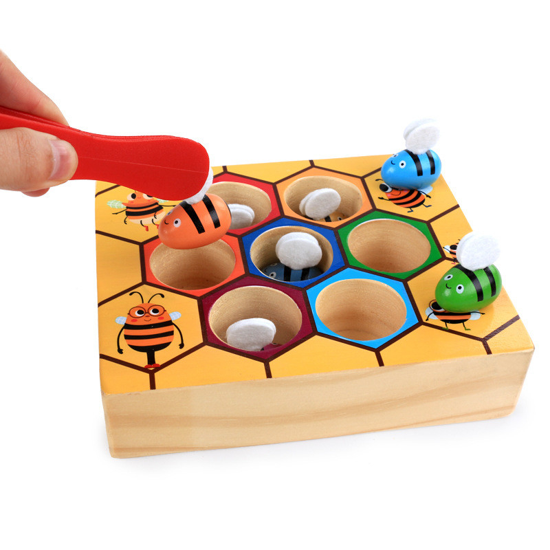 Cognición de Toy Intelligence Catch Bee Color del bebé del juego de la colmena de Montessori