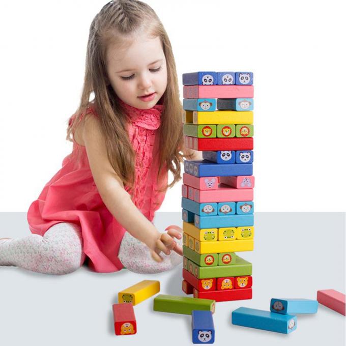 Dominó de madera divertido de la madera dura de la torre que apila las unidades de creación Toy Montessori Educational Game para el regalo de los niños de los niños