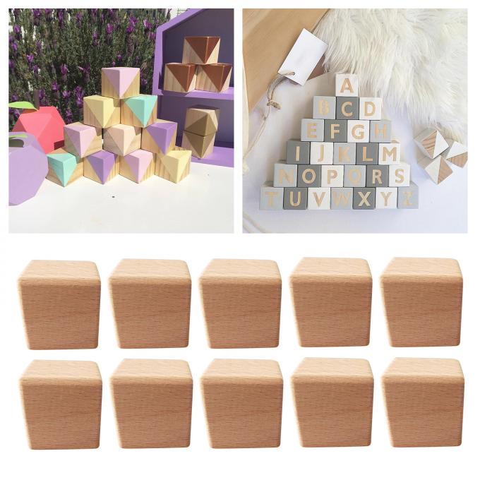 rompecabezas del bebé de 10pcs Mini Wooden Cubes Square Blocks que hace la pintura que anhela de madera para los juguetes de las aficiones de los niños de los proyectos de los artes DIY