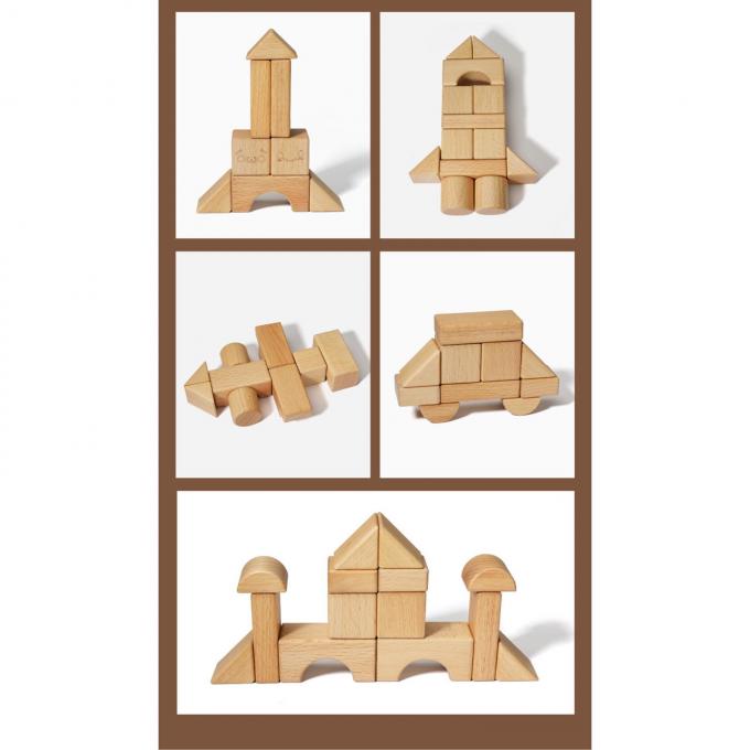 Equipo de amontonamiento de madera sólido del bloque de madera de Toy Shape Cognition DIY del bloque para los niños de los niños