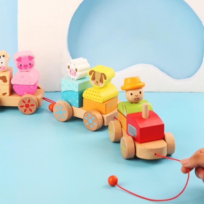 El camión de madera del tren forma el juguete educativo de DIY para los niños preescolares del niño