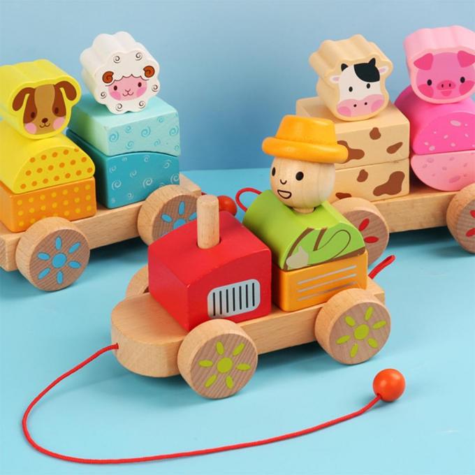 El camión de madera del tren forma el juguete educativo de DIY para los niños preescolares del niño