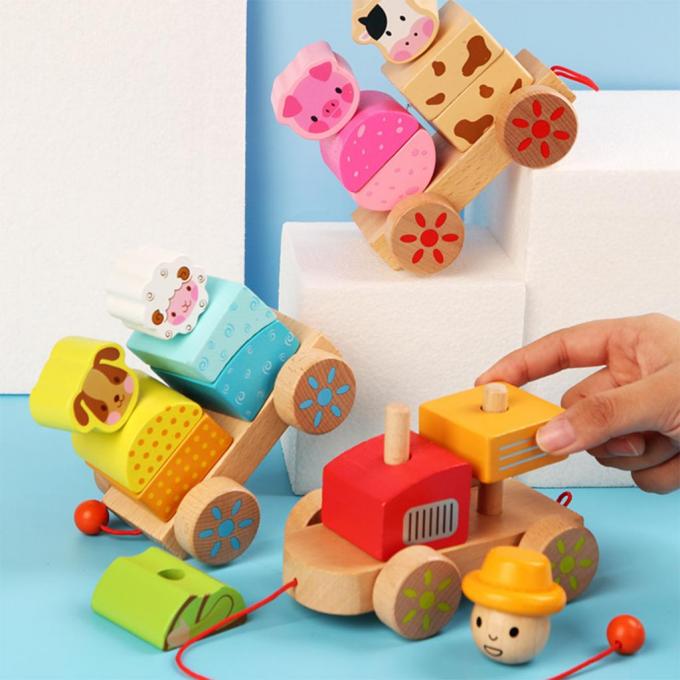 El camión de madera del tren forma el juguete educativo de DIY para los niños preescolares del niño