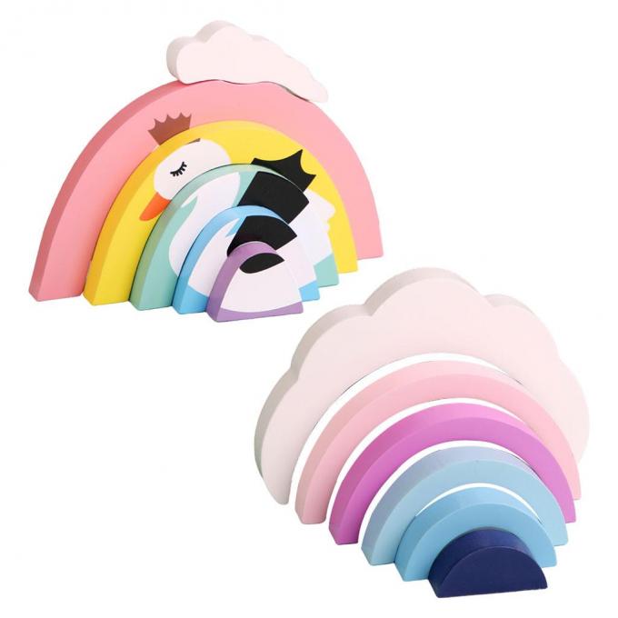 Unidades de creación coloridas, arco iris educativo 6 pedazos de Toy Brick para las muchachas recién nacidas