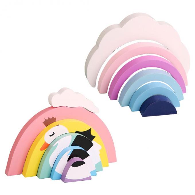 Unidades de creación coloridas, arco iris educativo 6 pedazos de Toy Brick para las muchachas recién nacidas