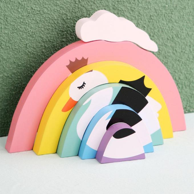 Unidades de creación coloridas, arco iris educativo 6 pedazos de Toy Brick para las muchachas recién nacidas