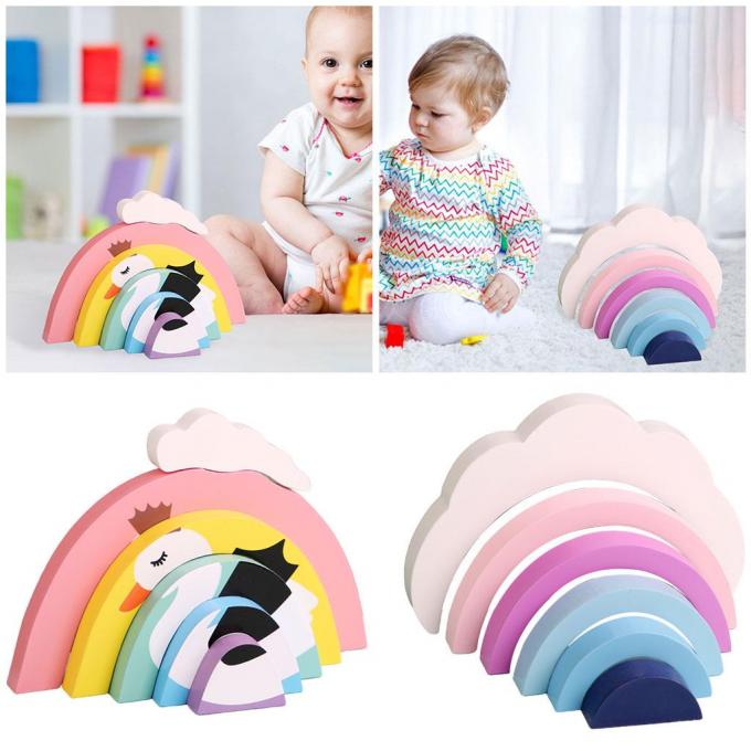 Unidades de creación coloridas, arco iris educativo 6 pedazos de Toy Brick para las muchachas recién nacidas
